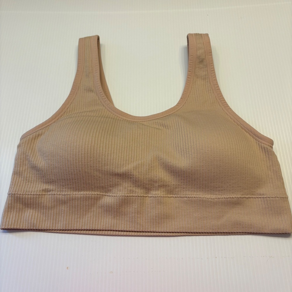 Torrid‎ Bralette Womens 1 Beige Ribbed Seamless Removable Pads Scoop Neck Lounge